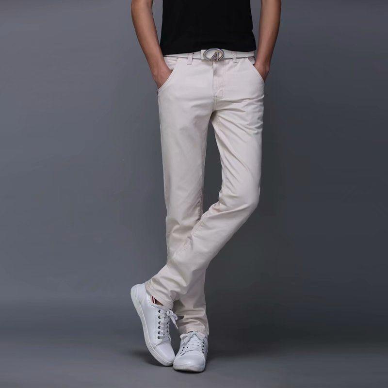 Mid Rise Plain Slim Fit Pants Product Image