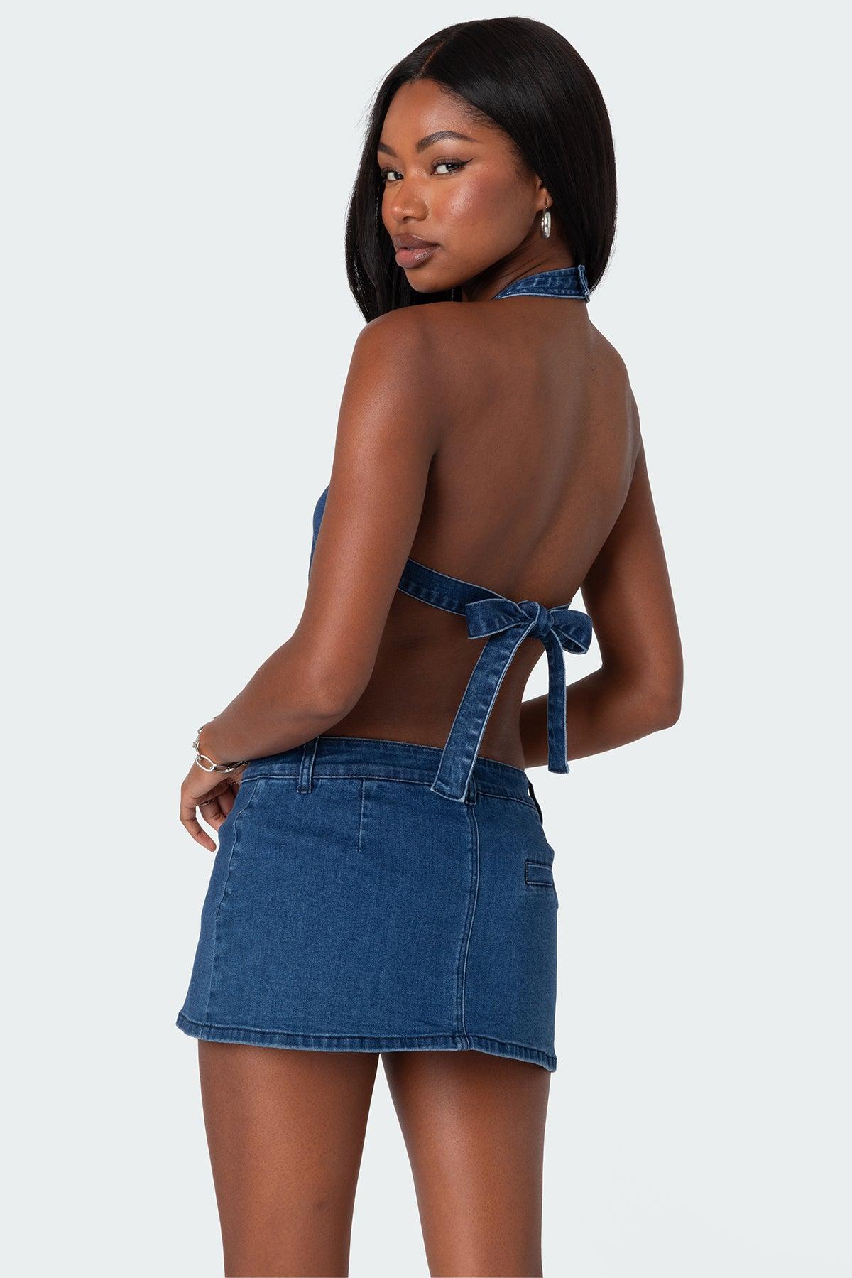 Sydnie Denim Open Back Top Product Image