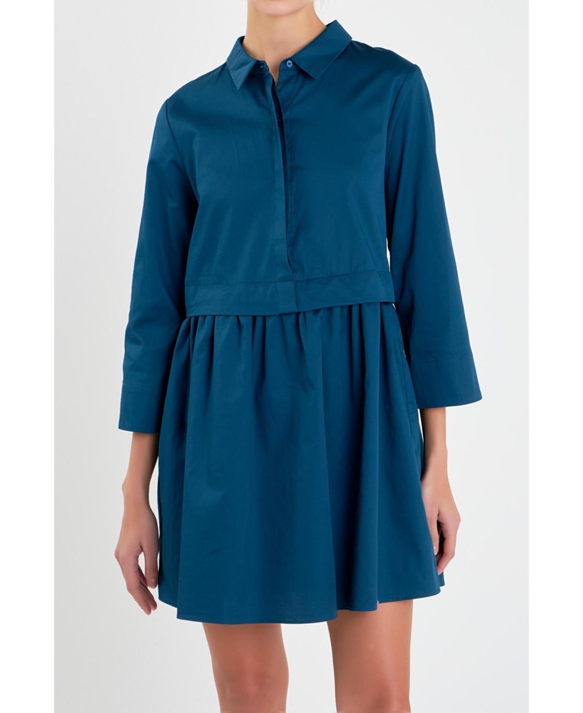 English Factory Long Sleeve Mini Shirtdress Product Image