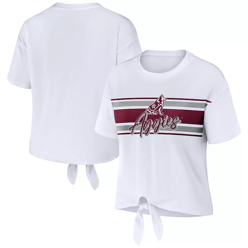 Womens WEAR by Erin Andrews Texas A&M Aggies Striped Front Knot Cropped T-Shirt Product Image