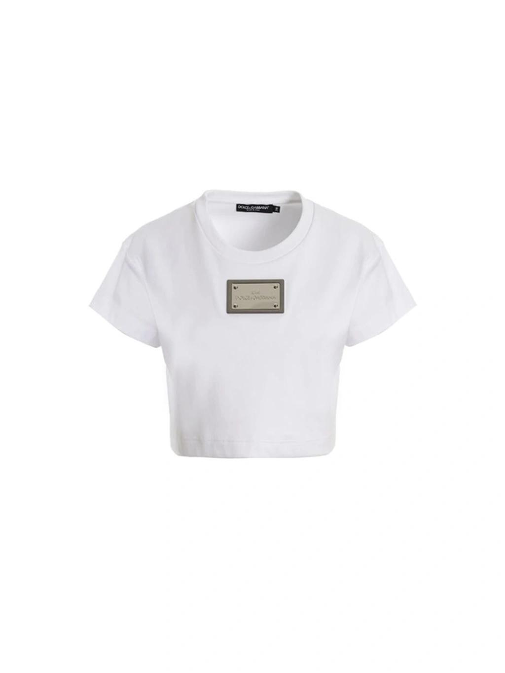 Cropped T-shirt Kim Patch In White Product Image