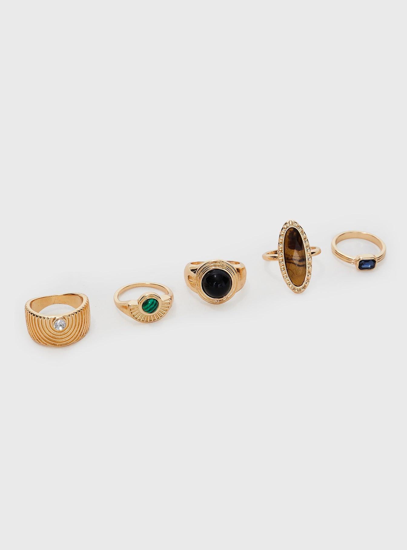 Quatro Ring Set Gold / Multi Product Image