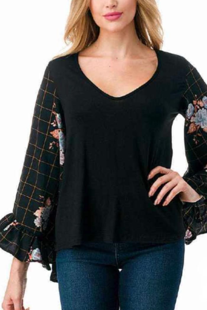 Patterned Sheer Sleeve Top Product Image