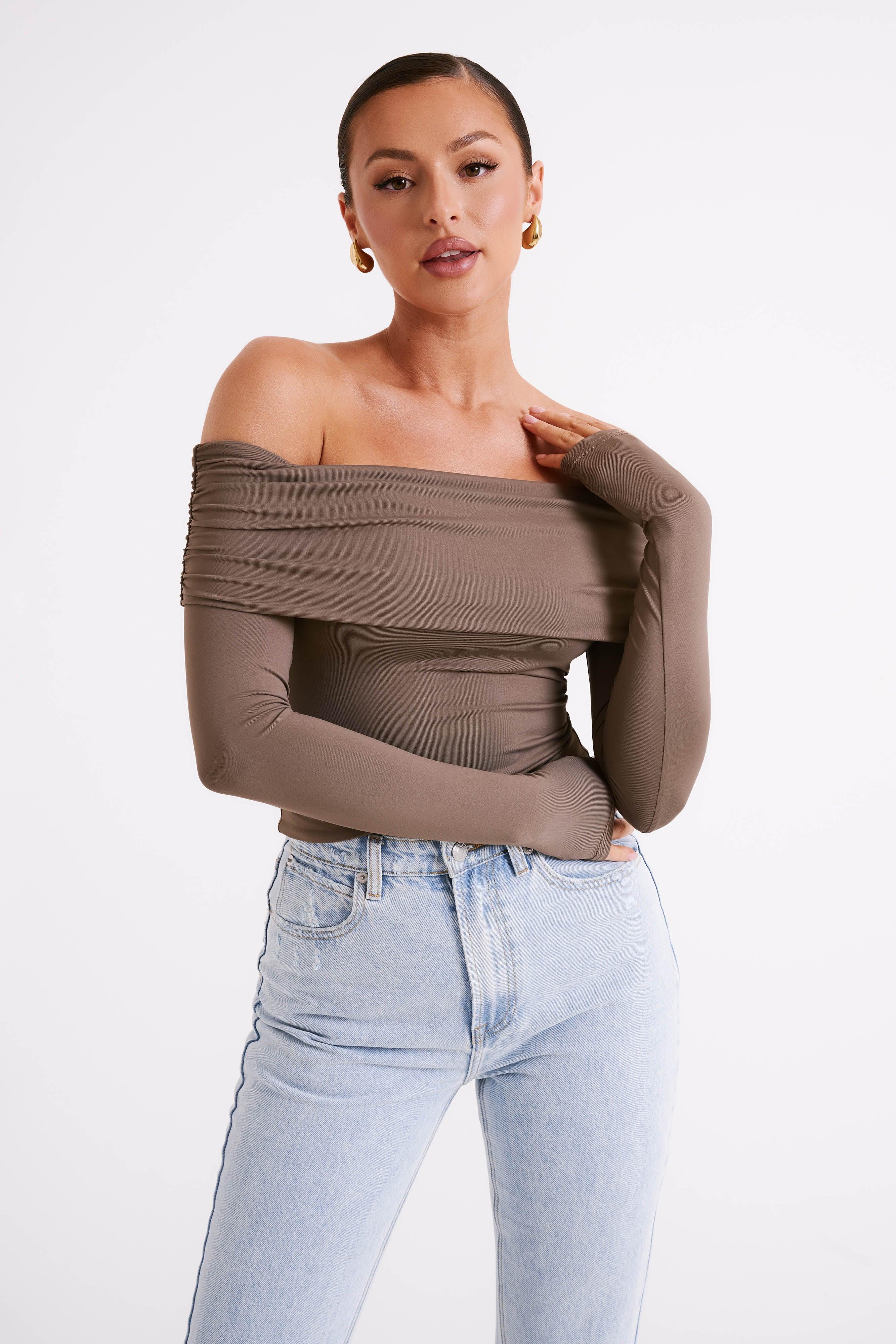 Lucinda Recycled Nylon Off Shoulder Top - Coco Product Image