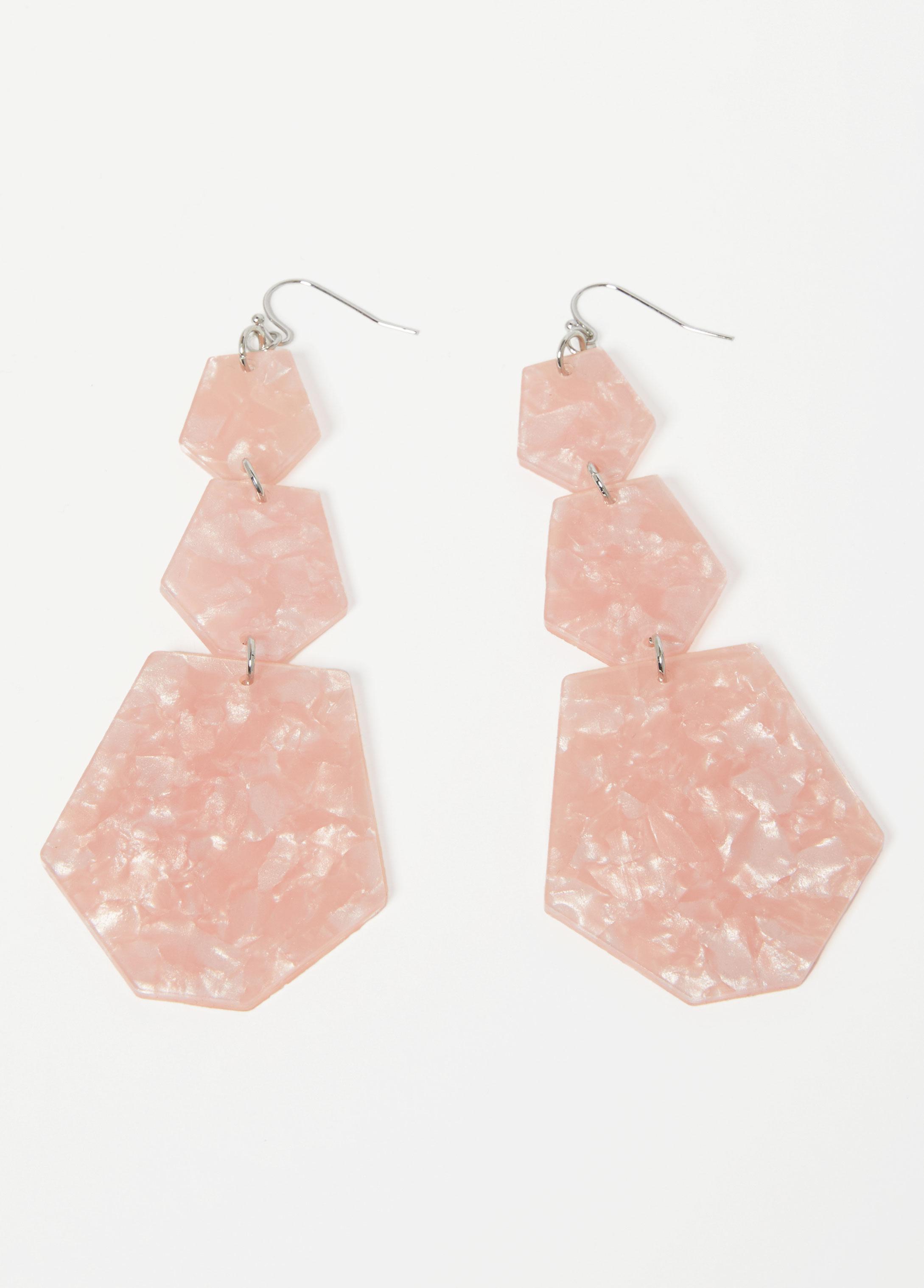 Plus Size Marbled Disc Drop Earrings, - Ashley Stewart Product Image