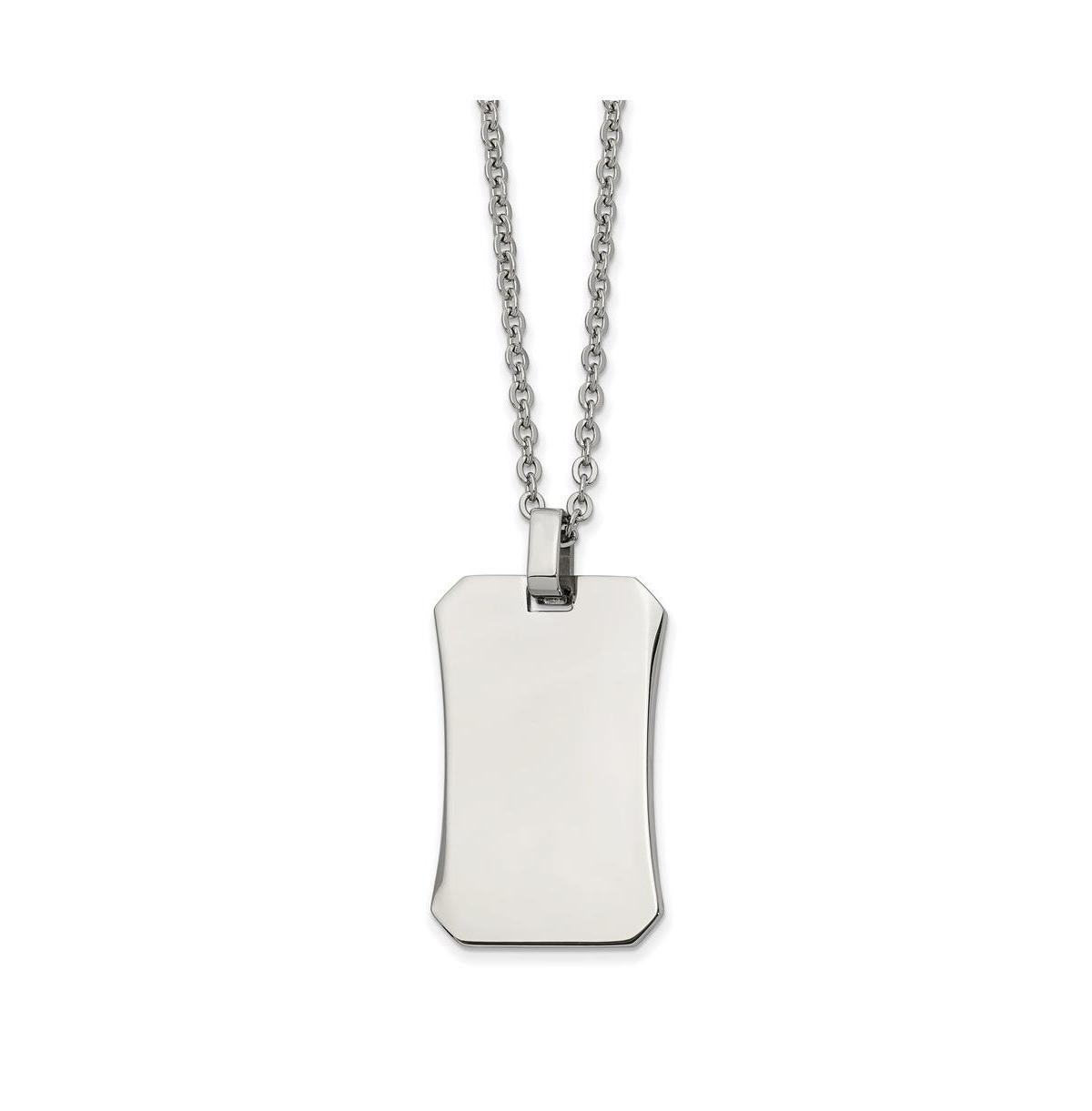 Chisel Stainless Steel Polished Dog Tag on a Cable Chain Necklace Product Image