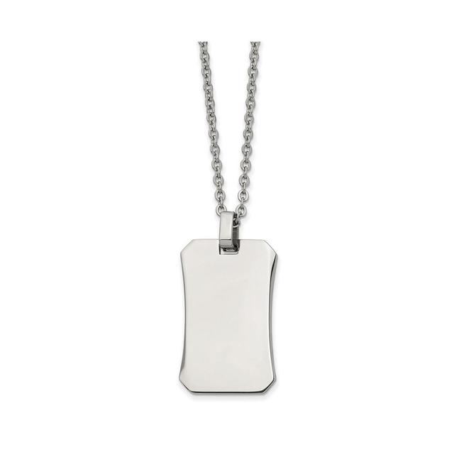 Chisel Stainless Steel Polished Dog Tag on a Cable Chain Necklace Product Image