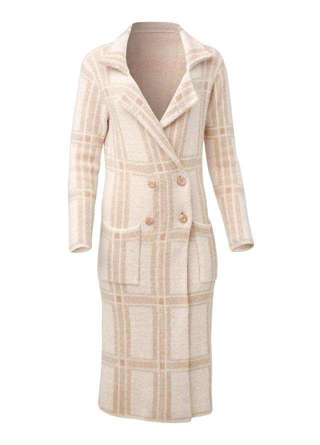 Plaid Sweater Coat - White Multi Product Image