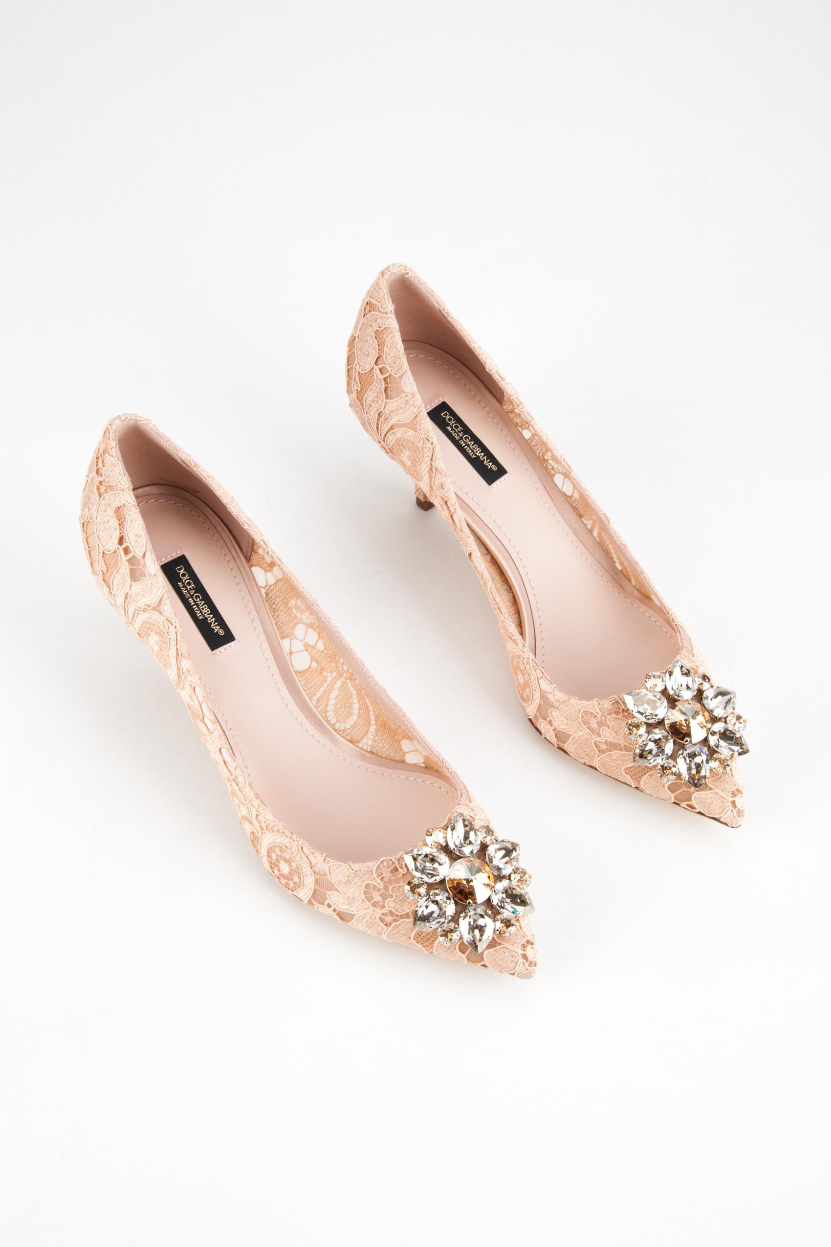 DOLCE & GABBANA Rainbow Lace 60mm Brooch-detail Pumps In Neutrals Product Image