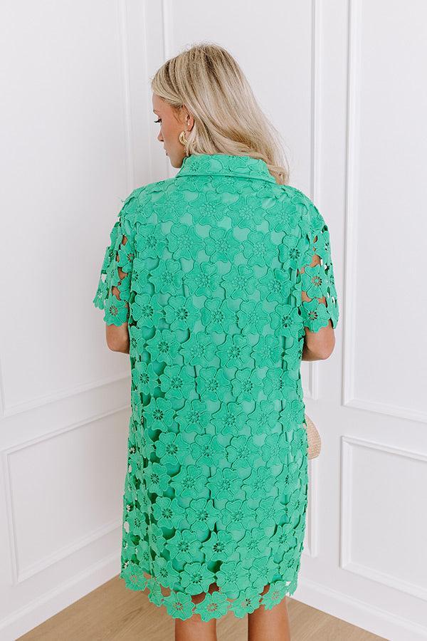 Sunshine Sunday Crochet Mini Dress in Emerald Product Image