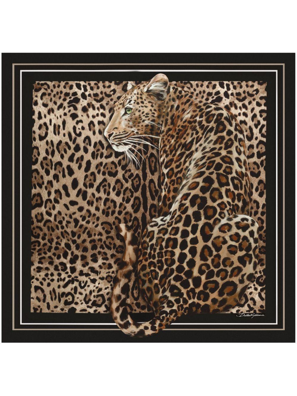 DOLCE & GABBANA Leopard-print Scarf In Brown Product Image