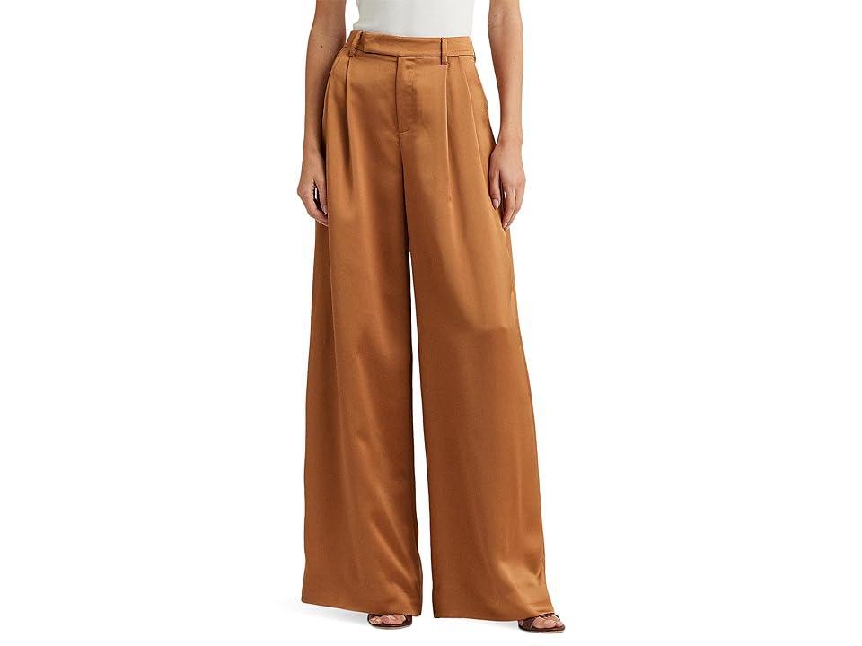 Lauren Ralph Lauren Pleated Satin Charmeuse Wide-Leg Pants (Argan ) Women's Casual Pants product image