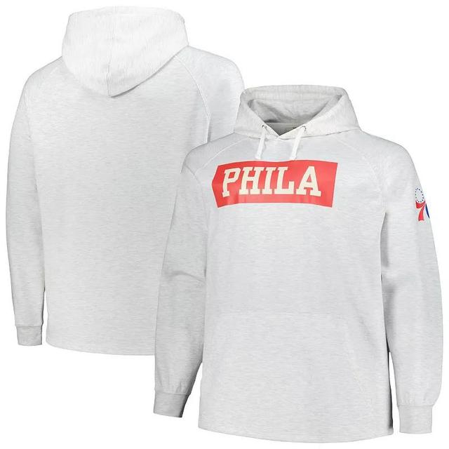 Mens Fanatics Ash Philadelphia 76ers Big & Tall Raglan Tri-Blend Pullover Hoodie Product Image