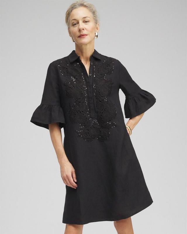 Women's Linen Lace Applique Dress Product Image