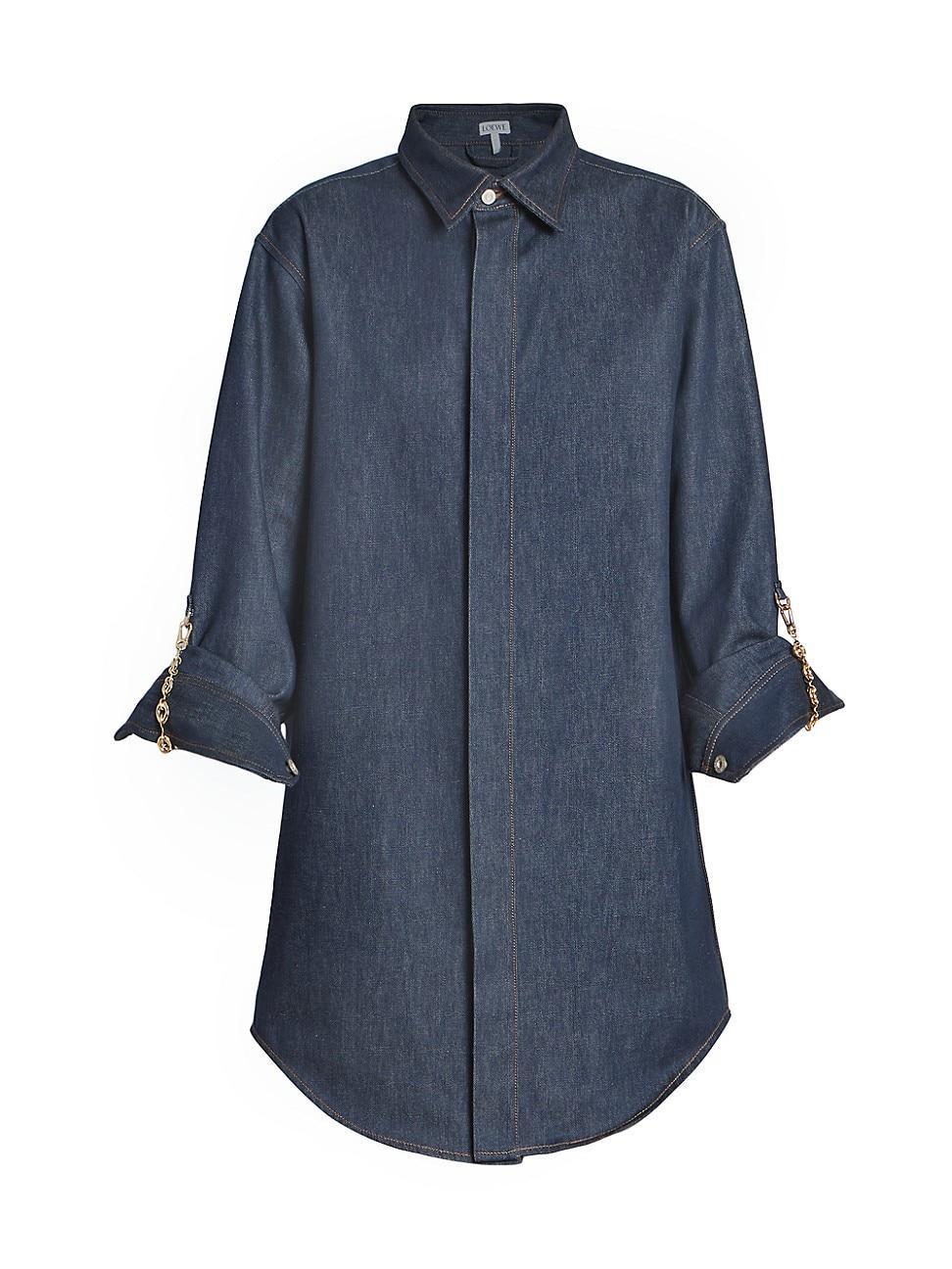 Womens Denim Chain Mini Shirtdress product image