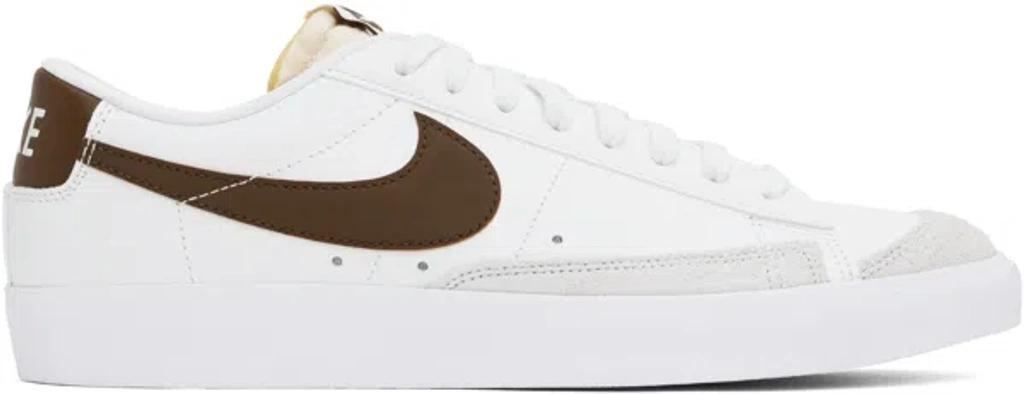 NIKE White & Brown Blazer Low '77 Vintage Sneakers In Summit White/photon Dust/white/cacao Wow Product Image