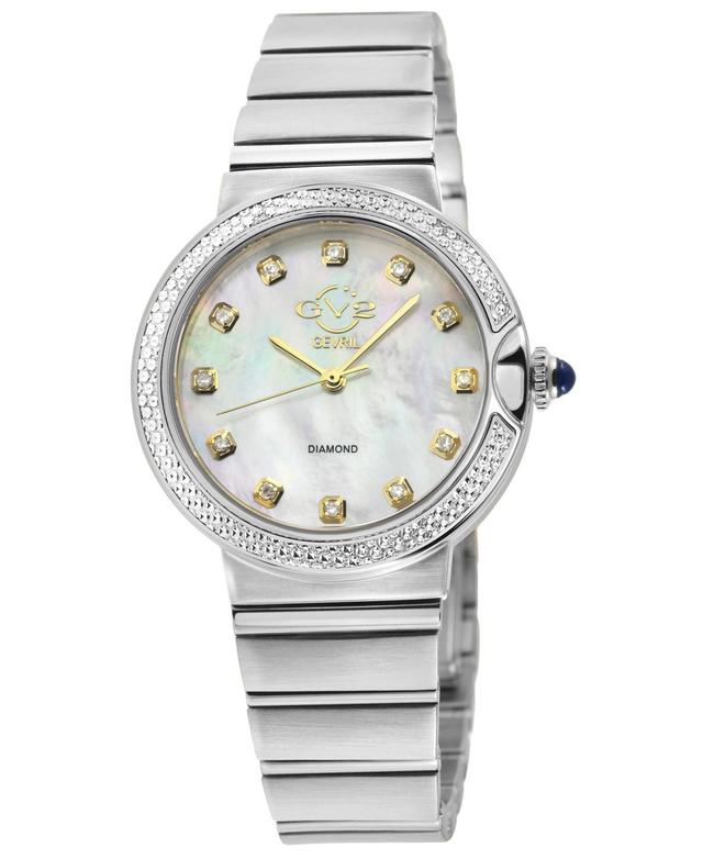 GV2 by Gevril Womens Sorrento Swiss Quartz Diamond Accents Silver-Tone Stainless Steel Bracelet Watch 32mm Product Image