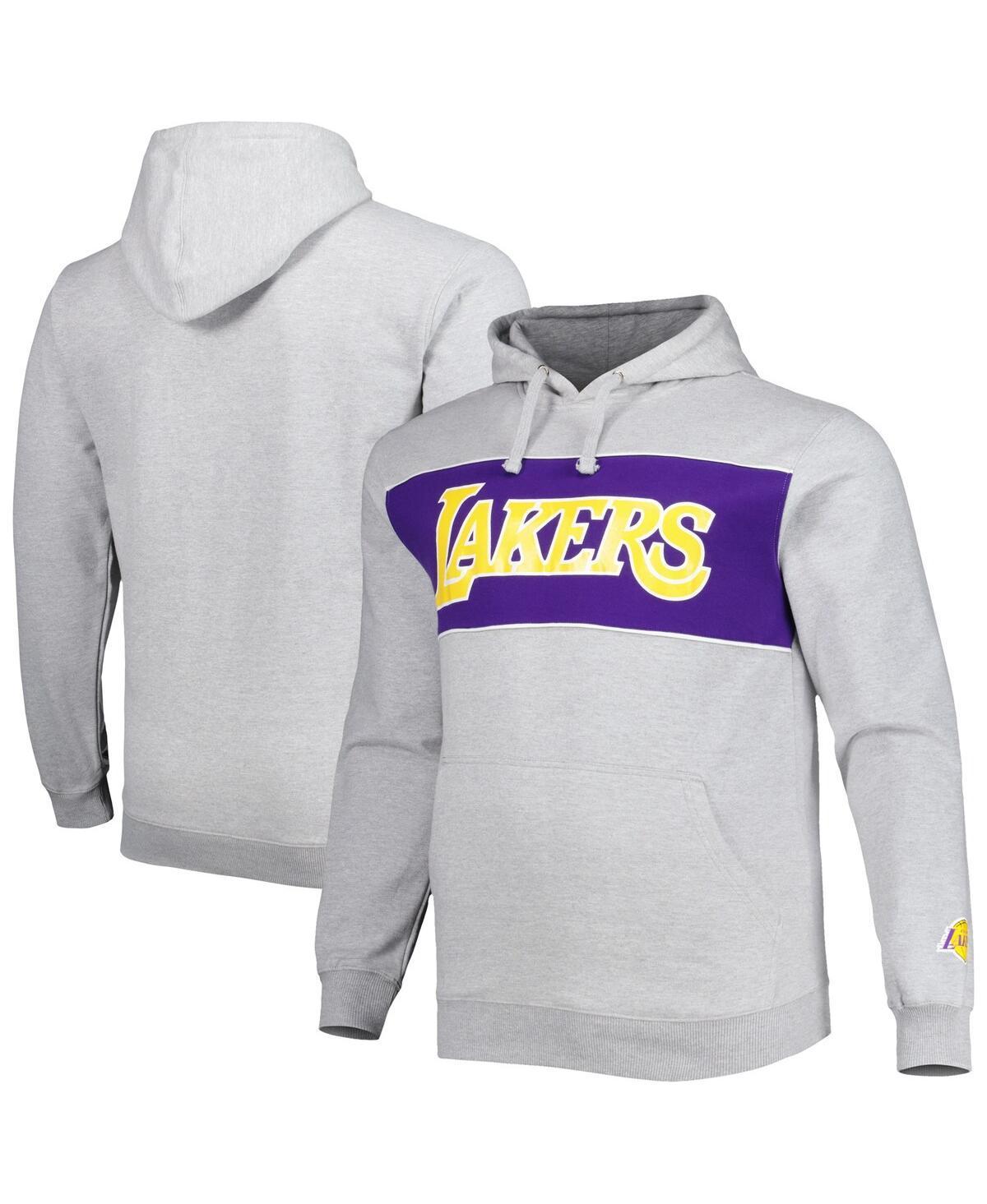 Mens Fanatics Branded Heather Gray Los Angeles Lakers Big & Tall Wordmark Pullover Hoodie Product Image