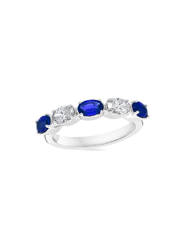 Womens 14K White Gold, Sapphire & 0.40 TCW Diamond Band Ring Product Image