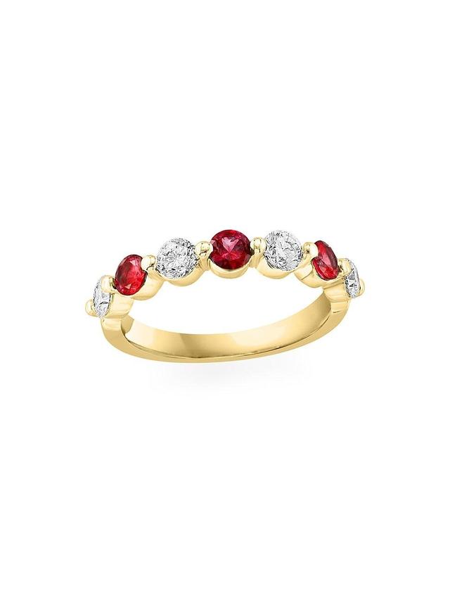 Womens 14K Gold, Ruby & 0.48 TCW Diamond Band Ring Product Image