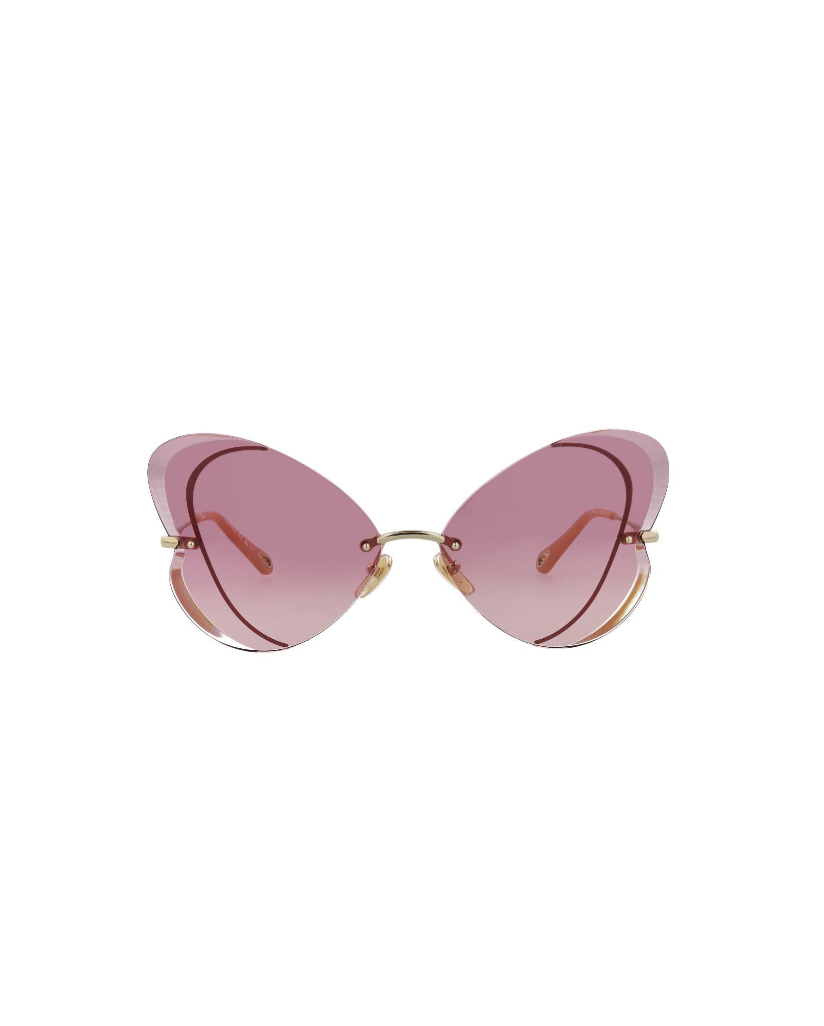 Cat Eye-frame Metal Sunglasses In Pink Product Image