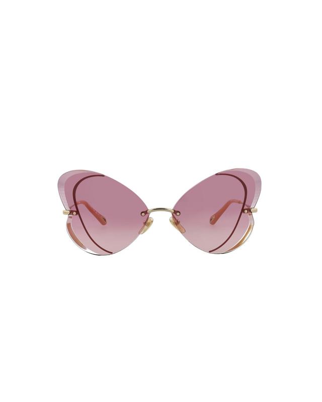 Cat Eye-frame Metal Sunglasses In Pink Product Image