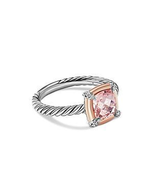 David Yurman 18K Rose Gold & Sterling Silver Petite Chatelaine Morganite & Diamond Bezel Ring Product Image