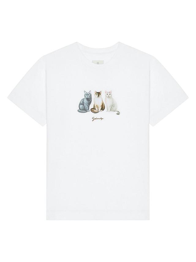 Mens T-shirt in Cotton with Cats Print Product Image