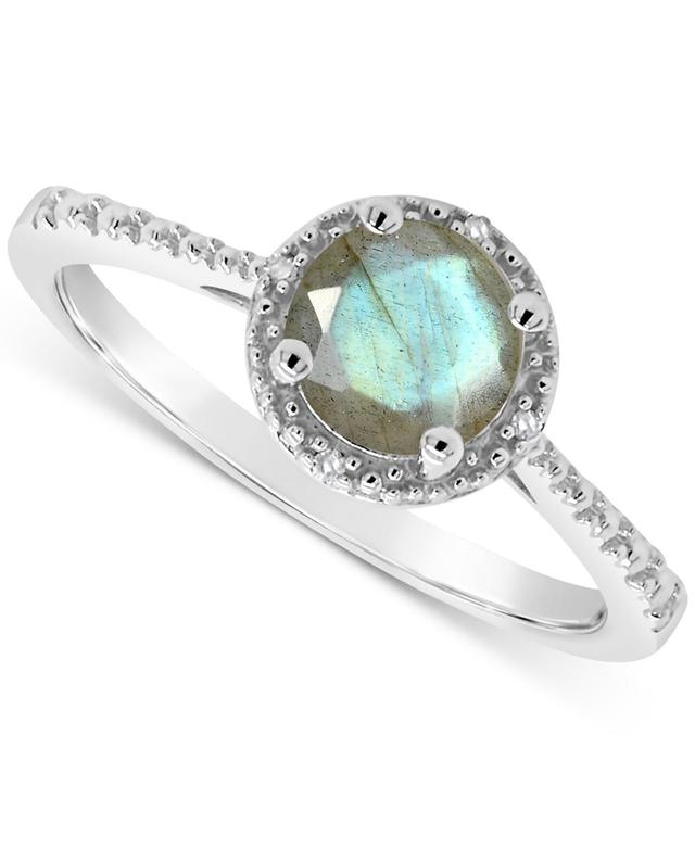 Cultured Freshwater Pearl & Diamond Accent Ring in Sterling Silver (Also Turquoise, & Labradorite ) - Onyx Product Image