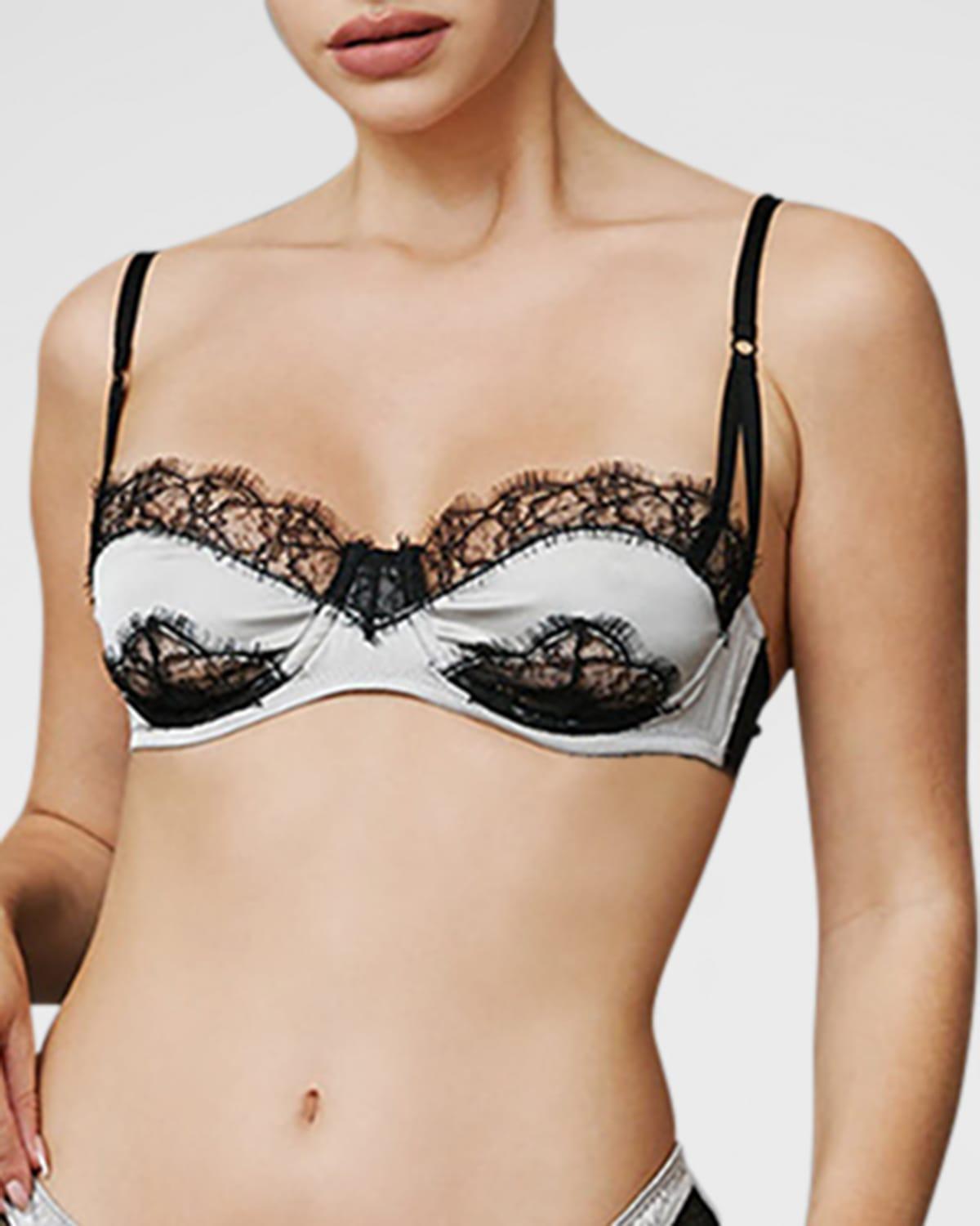 Kiki De Montparnasse Lace Inset Balconette Bra French Navy 34A Product Image