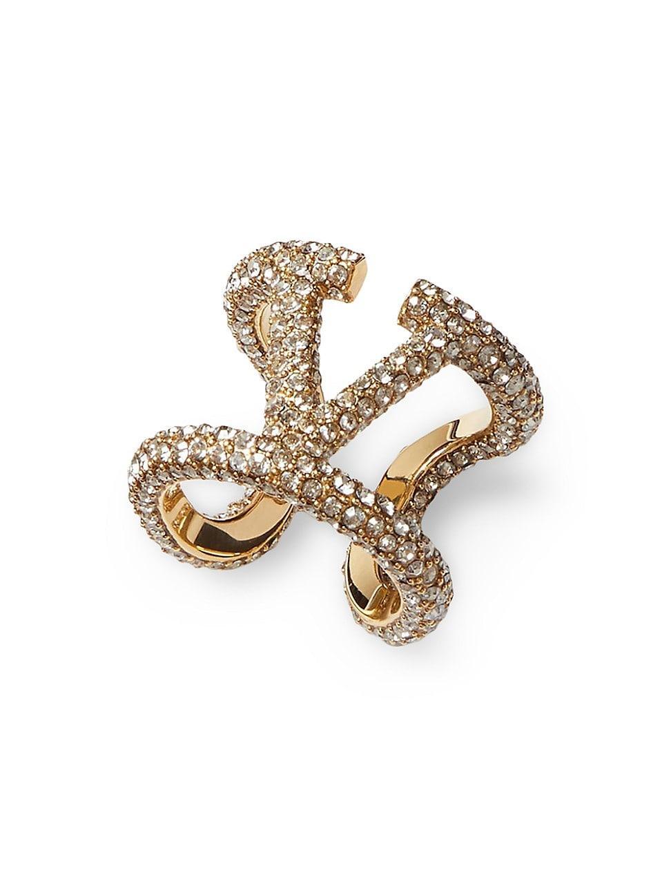 Womens VLogo Signature Ring in Metal and Swarovski Crystals Product Image