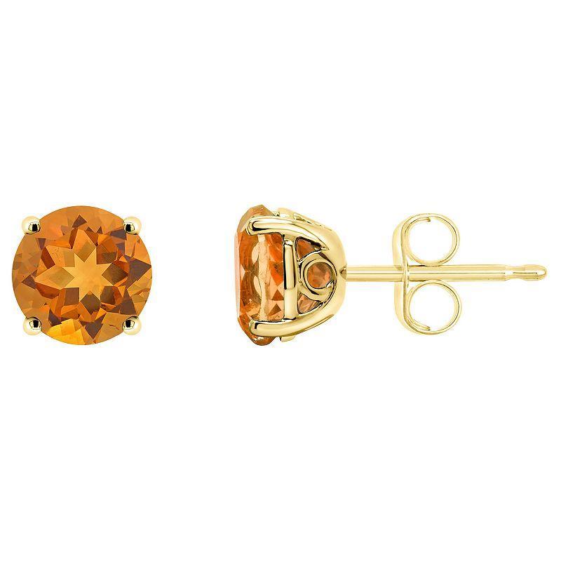 Alyson Layne 14k Gold Round Citrine Stud Earrings, Womens, Orange Product Image