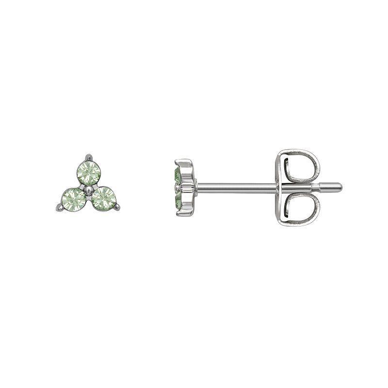 Brilliance Silver Tone Triple Crystal Birthstone Stud Earrings, Womens, Silver Tone May Product Image