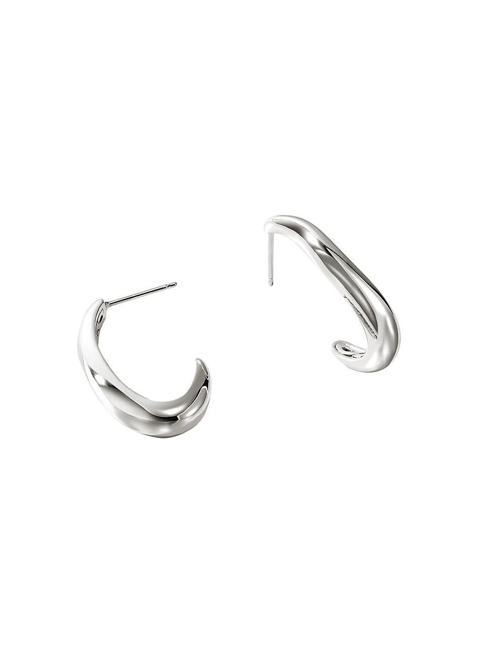 Womens Surf Sterling Silver Medium Wavy Hoop Earrings Product Image