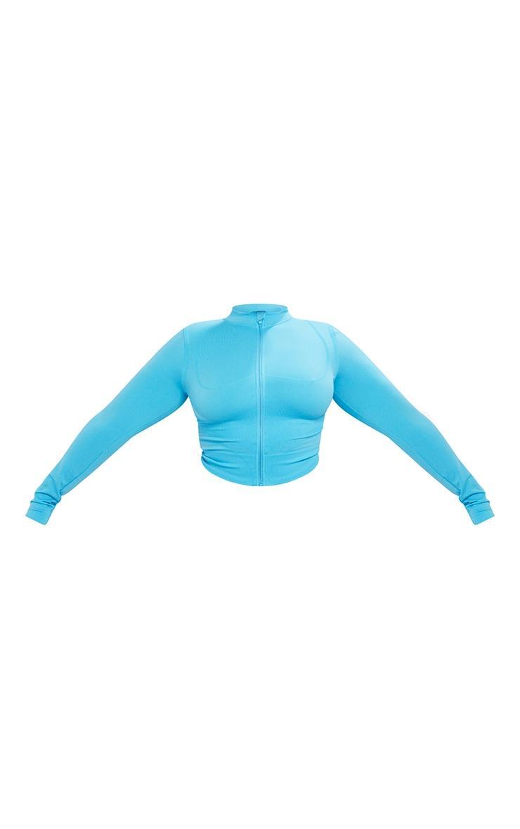 PLT SPORT Plus Bright Blue Seamless Bust Panel Detail Zip Up Jacket Product Image