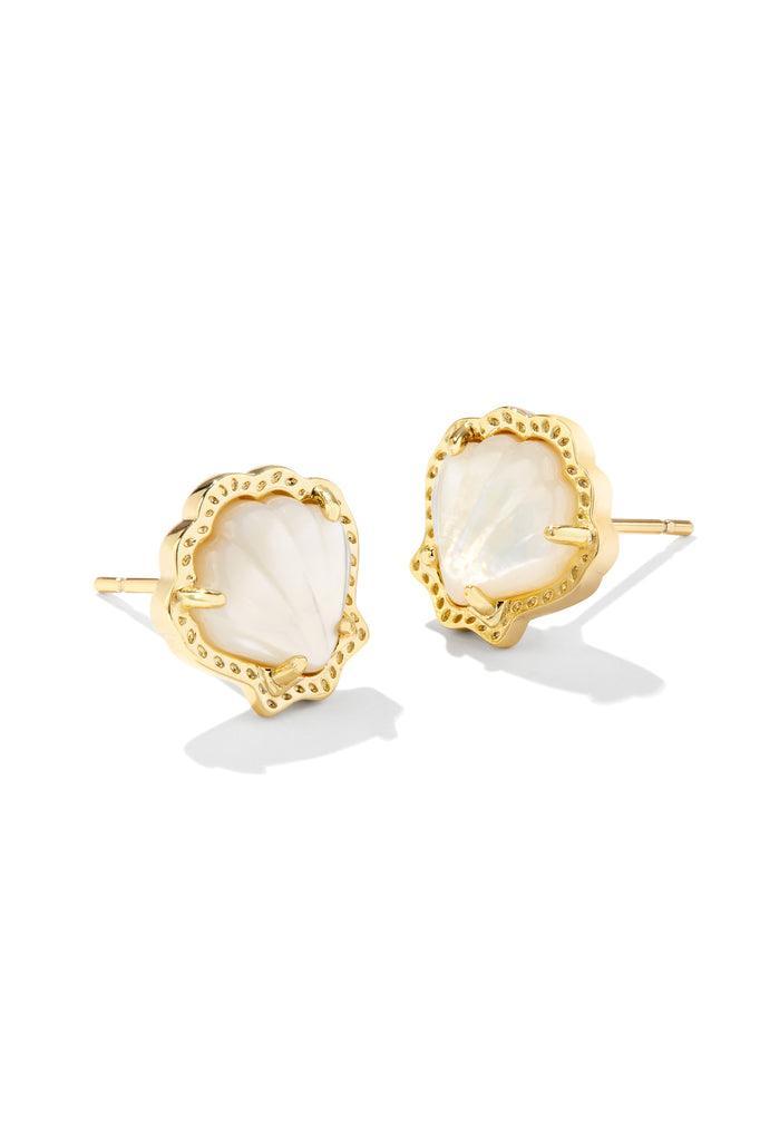 Brynne Shell Stud Earrings Gold Ivory Mother Of Pearl Product Image