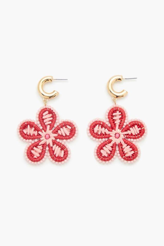 Straw Floral Drop Earrings | Forever 21 Product Image