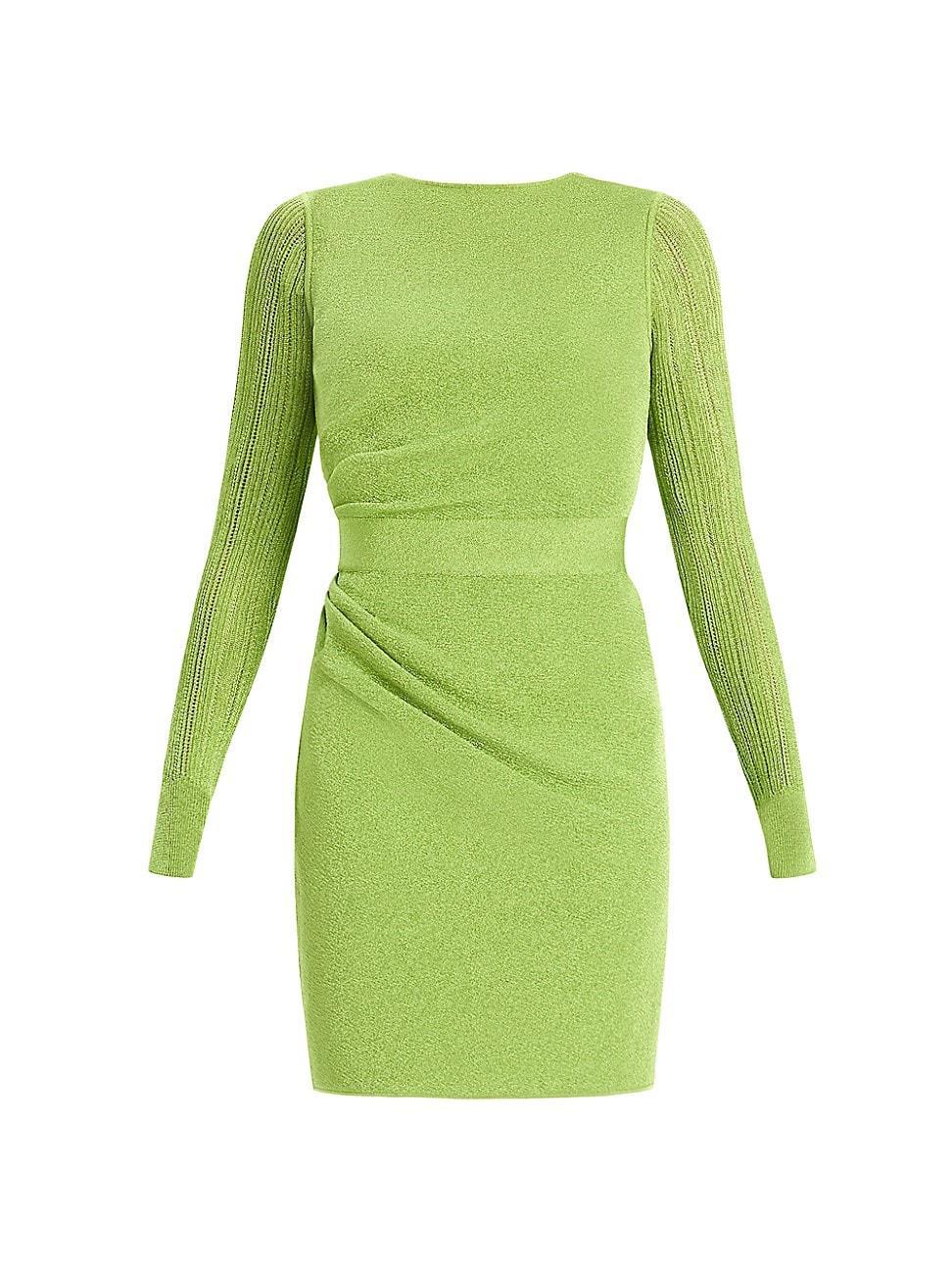 Womens Long-Sleeve Pointelle Minidress Product Image