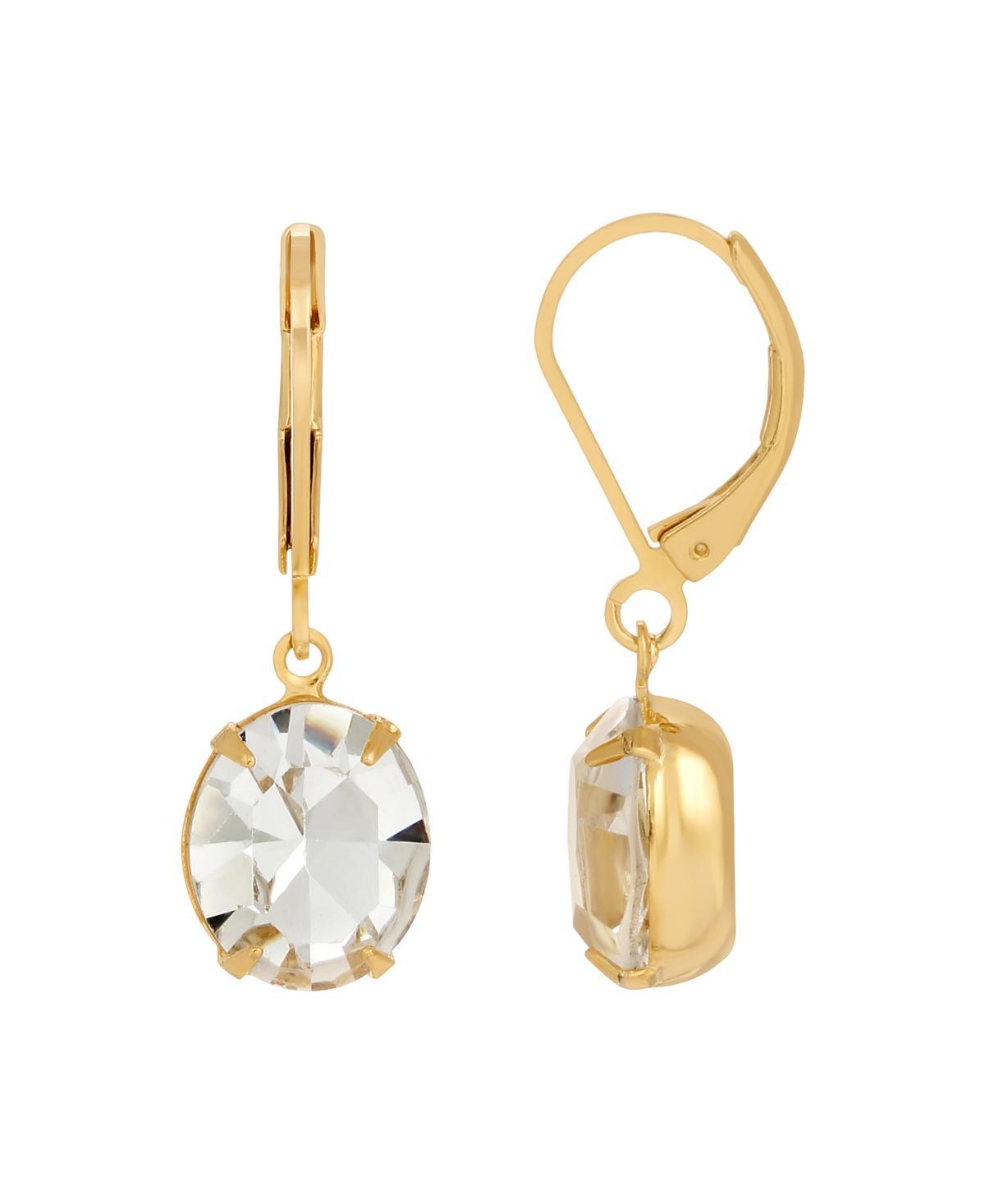 1928 Gold Tone Oval Crystal Drop Earrings, Womens Product Image