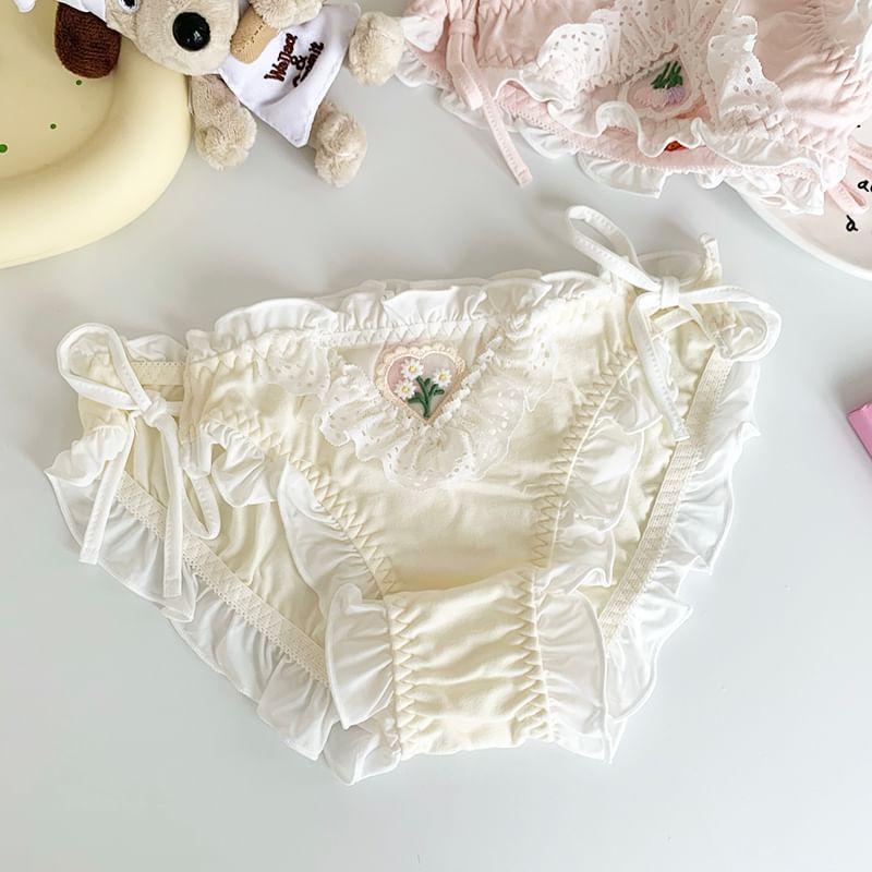 Frill Trim Embroidered Panty Product Image