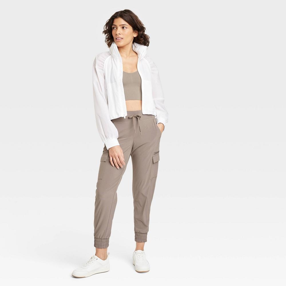 Womens Active Light Mid-Rise Cargo Joggers - All In Motion Taupe XL Product Image