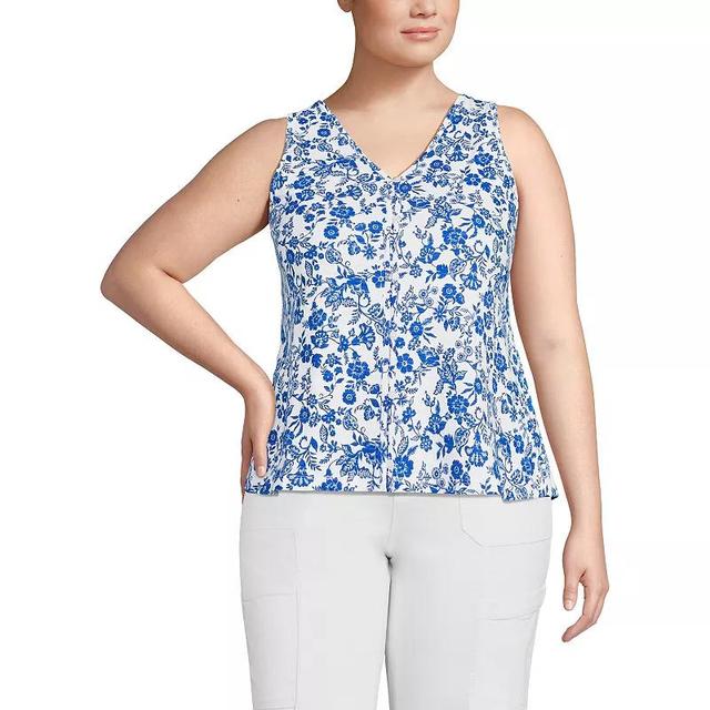 Plus Size Lands End Slub Button Down Tank, Womens Product Image