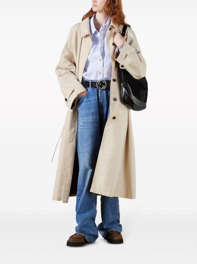 Belted Gabardine Trench Coat In Nude Product Image