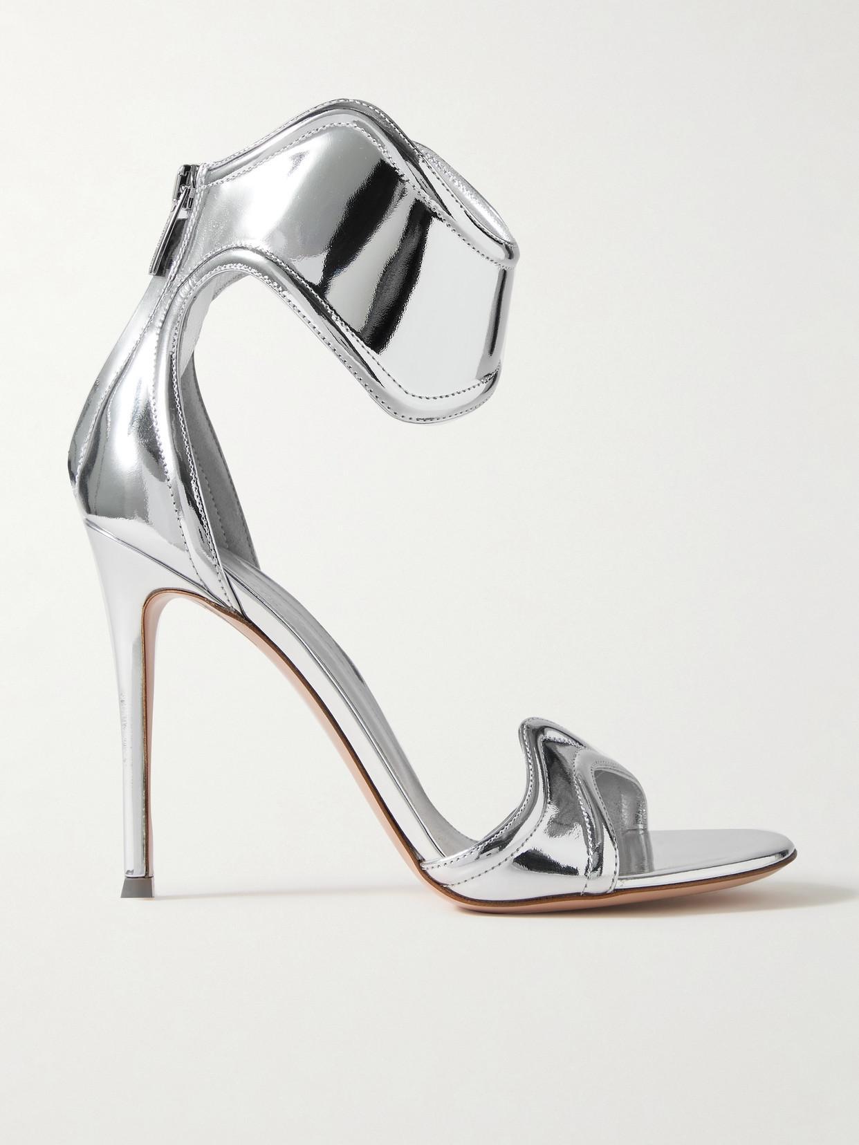 GIANVITO ROSSI Lucrezia 100mm Mirrored Leather Sandals In Metallic Product Image