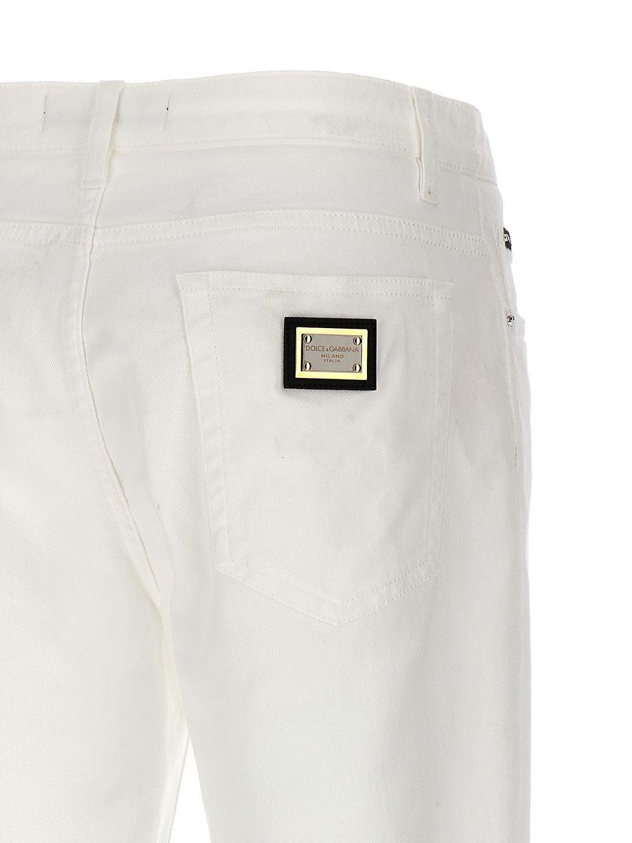 Logo Plaque Jeans In White Product Image