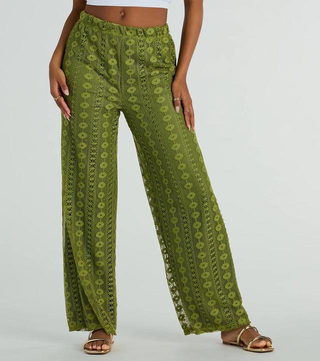 Weekend Breeze High-Rise Crochet Palazzo Pants Product Image