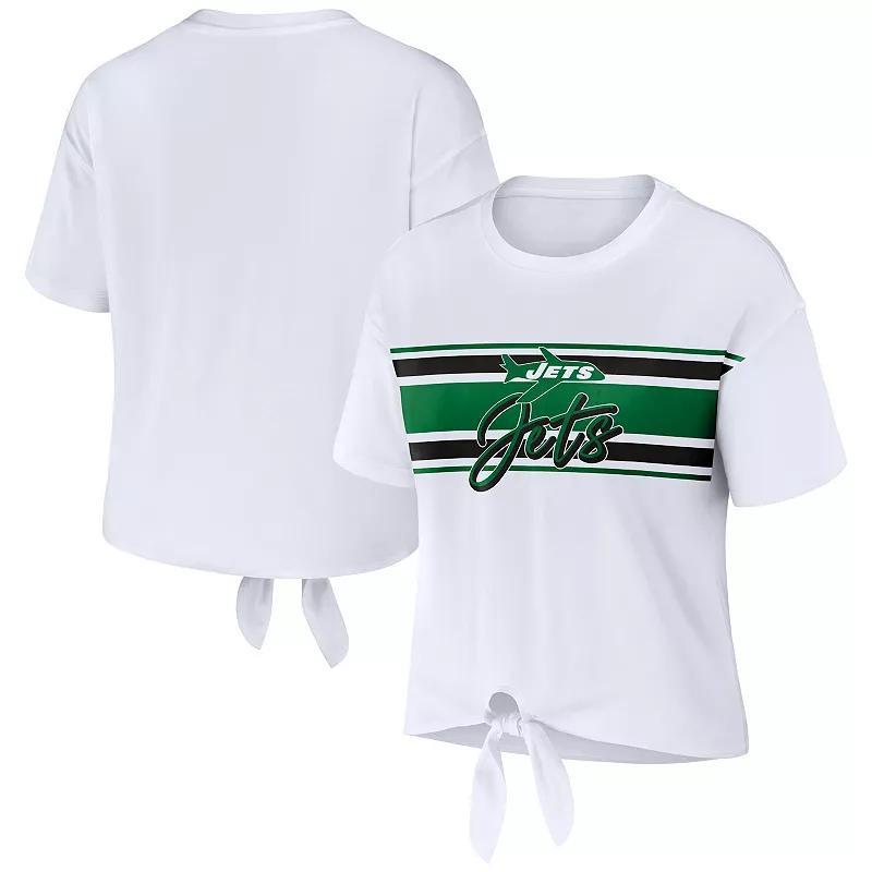 Womens WEAR by Erin Andrews New York Jets Front Tie Retro T-Shirt Product Image