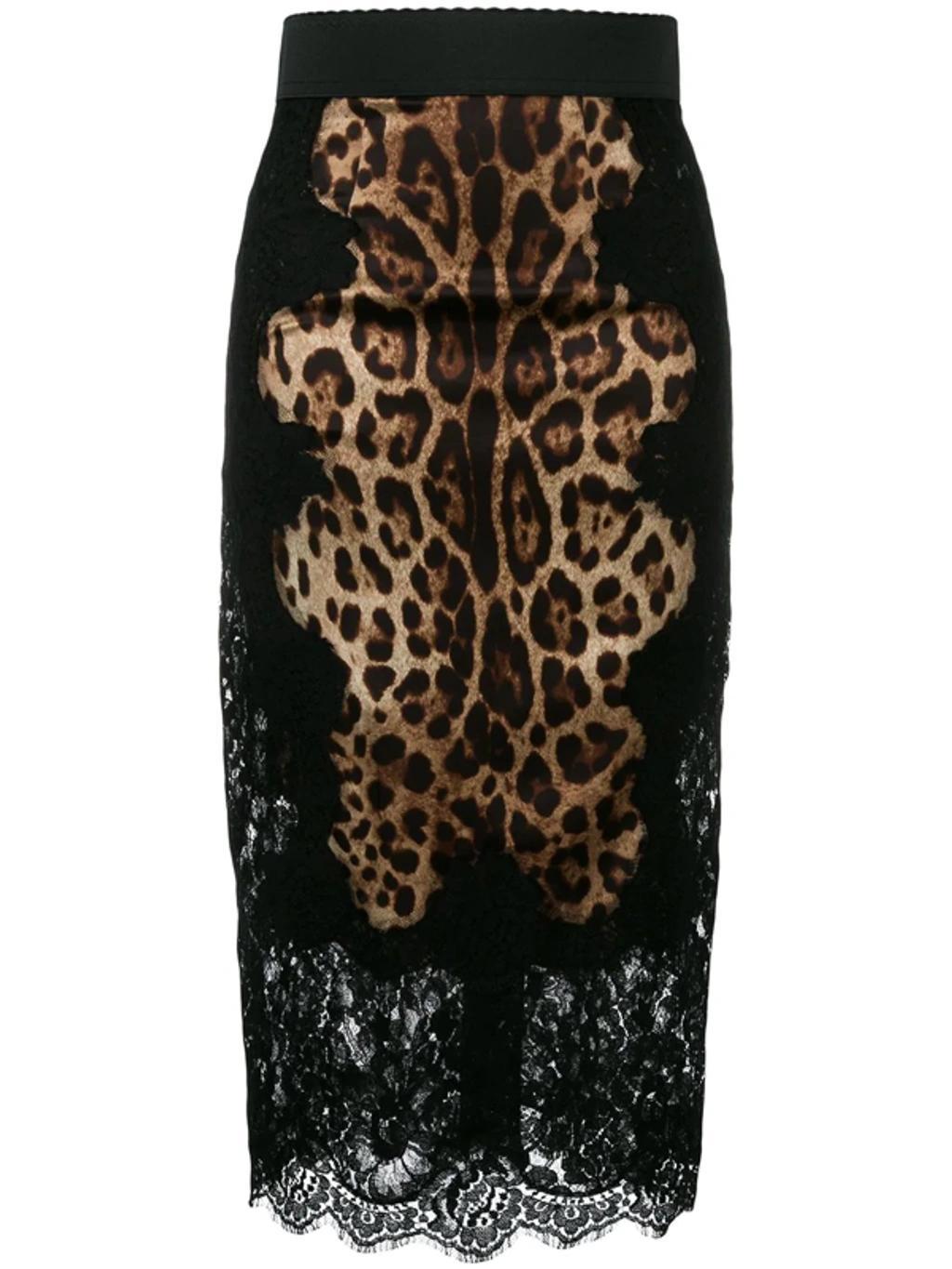 Lace And Leopard-print Charmeuse Midi Skirt In Leo New Product Image