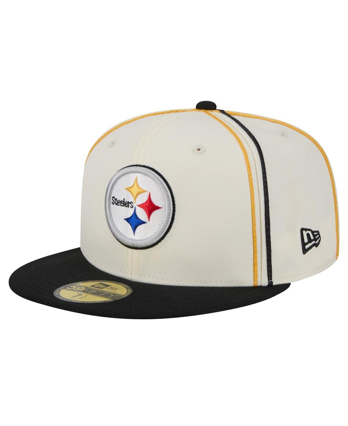 Mens New Era Cream Pittsburgh Steelers Soutache 59FIFTY Fitted Hat Product Image