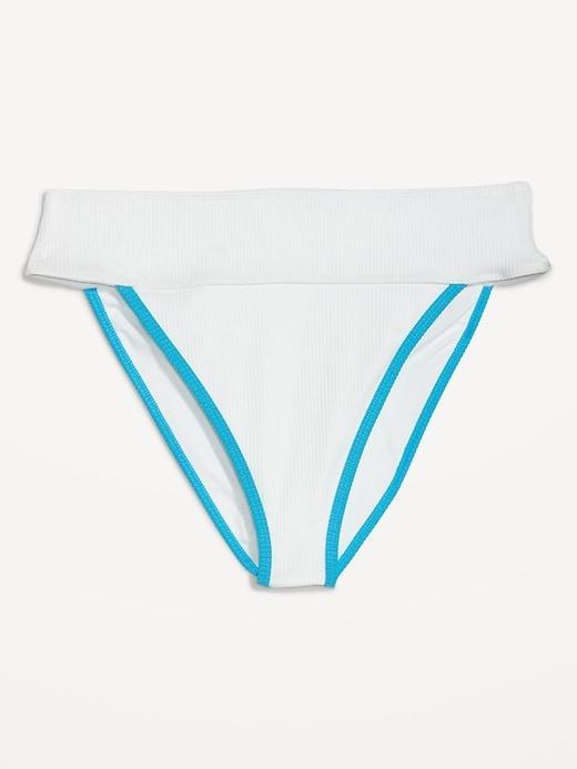 High-Waisted Ribbed French-Cut Bikini Swim Bottoms Product Image